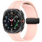 For Samsung Galaxy Watch Ultra 47mm Groove Style Folding Magnetic Buckle Silicone Watch Band(Light Pink) - 1