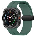 For Samsung Galaxy Watch Ultra 47mm Groove Style Folding Magnetic Buckle Silicone Watch Band(Dark Green) - 1