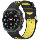 For Samsung Galaxy Watch Ultra 47mm Holes Style Metal Connector Two Color Silicone Watch Band(Black Yellow) - 1