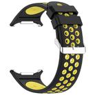 For Samsung Galaxy Watch Ultra 47mm Holes Style Metal Connector Two Color Silicone Watch Band(Black Yellow) - 3