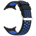 For Samsung Galaxy Watch Ultra 47mm Holes Style Metal Connector Two Color Silicone Watch Band(Black Blue) - 3