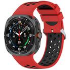 For Samsung Galaxy Watch Ultra 47mm Holes Style Metal Connector Two Color Silicone Watch Band(Red Black) - 1