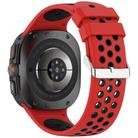 For Samsung Galaxy Watch Ultra 47mm Holes Style Metal Connector Two Color Silicone Watch Band(Red Black) - 2