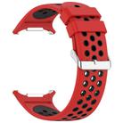 For Samsung Galaxy Watch Ultra 47mm Holes Style Metal Connector Two Color Silicone Watch Band(Red Black) - 3