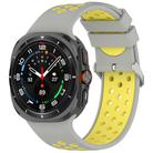 For Samsung Galaxy Watch Ultra 47mm Holes Style Metal Connector Two Color Silicone Watch Band(Gray Yellow) - 1