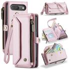 For Google Pixel 9 / 9 Pro CaseMe C36 Card Slots Zipper Wallet RFID Anti-theft Leather Phone Case(Pink) - 1