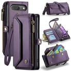 For Google Pixel 9 / 9 Pro CaseMe C36 Card Slots Zipper Wallet RFID Anti-theft Leather Phone Case(Purple) - 1