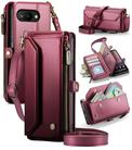 For Google Pixel 9a CaseMe C36 Card Slots Zipper Wallet RFID Anti-theft Leather Phone Case(Wine) - 1
