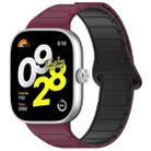 For Redmi Watch 4 Reverse Buckle Magnetic Silicone Watch Band(Wine Red Black) - 1