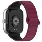 For Redmi Watch 4 Reverse Buckle Magnetic Silicone Watch Band(Wine Red Black) - 2