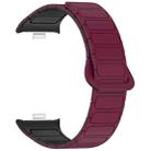 For Redmi Watch 4 Reverse Buckle Magnetic Silicone Watch Band(Wine Red Black) - 3