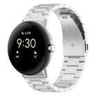 For Google Pixel Watch 3 45mm Three Beads Stainless Steel Metal Watch Band(Silver) - 1