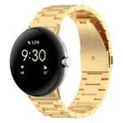 For Google Pixel Watch 3 45mm Three Beads Stainless Steel Metal Watch Band(Gold) - 1