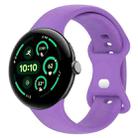 For  Google Pixel Watch 3 41mm Solid Color Butterfly Buckle Silicone Watch Band, Size:L(Purple) - 1