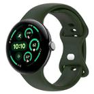 For  Google Pixel Watch 3 41mm Solid Color Butterfly Buckle Silicone Watch Band, Size:L(Dark Green) - 1