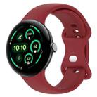 For  Google Pixel Watch 3 45mm Solid Color Butterfly Buckle Silicone Watch Band, Size:L(Red) - 1