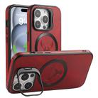 For iPhone 12 Elk Lens Holder Magsafe Shockproof Phone Case(Red) - 1