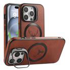 For iPhone 12 Elk Lens Holder Magsafe Shockproof Phone Case(Brown) - 1