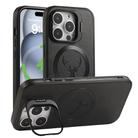 For iPhone 12 Pro Elk Lens Holder Magsafe Shockproof Phone Case(Black) - 1