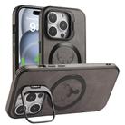 For iPhone 14 Elk Lens Holder Magsafe Shockproof Phone Case(Grey) - 1