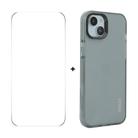 For iPhone 14 ENKAY Hat-Prince Translucent Matte TPU Phone Case + 9H Big Arc Edge Film(Grey) - 1