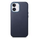 For iPhone 16 Plus Electroplated Metal Button Shockproof Phone Case(Dark Blue) - 1