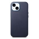 For iPhone 15 Electroplated Metal Button Shockproof Phone Case(Dark Blue) - 1