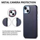 For iPhone 15 Electroplated Metal Button Shockproof Phone Case(Dark Blue) - 2