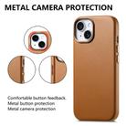 For iPhone 15 Electroplated Metal Button Shockproof Phone Case(Brown) - 2