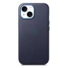 For iPhone 14 Electroplated Metal Button Shockproof Phone Case(Dark Blue) - 1