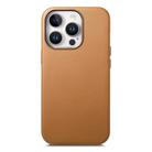 For iPhone 14 Pro Max Electroplated Metal Button Shockproof Phone Case(Brown) - 1