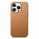 For iPhone 13 Pro Electroplated Metal Button Shockproof Phone Case(Brown) - 1