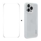 For iPhone 15 Pro Max ENKAY Hat-Prince Translucent Matte TPU Phone Case with Lens Film + 9H Big Arc Edge Film(White) - 1