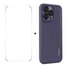 For iPhone 15 Pro Max ENKAY Hat-Prince Translucent Matte TPU Phone Case with Lens Film + 9H Big Arc Edge Film(Purple) - 1