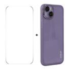 For iPhone 15 Plus ENKAY Hat-Prince Translucent Matte TPU Phone Case with Lens Film + 9H Big Arc Edge Film(White) - 2