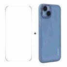 For iPhone 15 Plus ENKAY Hat-Prince Translucent Matte TPU Phone Case with Lens Film + 9H Big Arc Edge Film(Blue) - 1