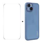 For iPhone 15 ENKAY Hat-Prince Translucent Matte TPU Phone Case with Lens Film + 9H Big Arc Edge Film(Blue) - 1