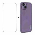 For iPhone 15 ENKAY Hat-Prince Translucent Matte TPU Phone Case with Lens Film + 9H Big Arc Edge Film(Purple) - 1