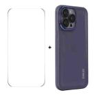 For iPhone 14 Pro ENKAY Hat-Prince Translucent Matte TPU Phone Case with Lens Film + 9H Big Arc Edge Film(Purple) - 1