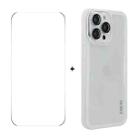 For iPhone 16 Pro Max ENKAY Hat-Prince Translucent Matte TPU Phone Case with Lens Film + 9H Big Arc Edge Film(White) - 1