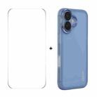 For iPhone 16 Plus ENKAY Hat-Prince Translucent Matte TPU Phone Case with Lens Film + 9H Big Arc Edge Film(Blue) - 1