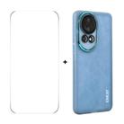 For Huawei nova 12 ENKAY Hat-Prince Translucent Matte TPU Phone Case with Lens Film + 9H Big Arc Edge Film(Blue) - 1