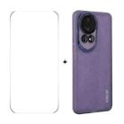 For Huawei nova 12 ENKAY Hat-Prince Translucent Matte TPU Phone Case with Lens Film + 9H Big Arc Edge Film(Purple) - 1