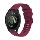 For Garmin Forerunner 165 Music Wavy Dotted Stitched 20mm Silicone Watch Band(Wine Red) - 1