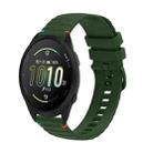 For Garmin Forerunner 165 Music Wavy Dotted Stitched 20mm Silicone Watch Band(Army Green) - 1