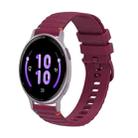 For Garmin Vivoactive 5 Wavy Dotted Stitched 20mm Silicone Watch Band(Wine Red) - 1