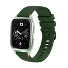 For Garmin Venu SQ2 Wavy Dotted Stitched 20mm Silicone Watch Band(Army Green) - 1