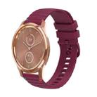 For Garmin Move Luxe Wavy Dotted Stitched 20mm Silicone Watch Band(Wine Red) - 1