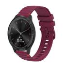 For Garmin Move 3 Wavy Dotted Stitched 20mm Silicone Watch Band(Wine Red) - 1
