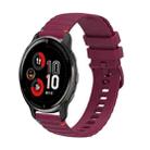 For Garmin Venu 2 Plus Wavy Dotted Stitched 20mm Silicone Watch Band(Wine Red) - 1